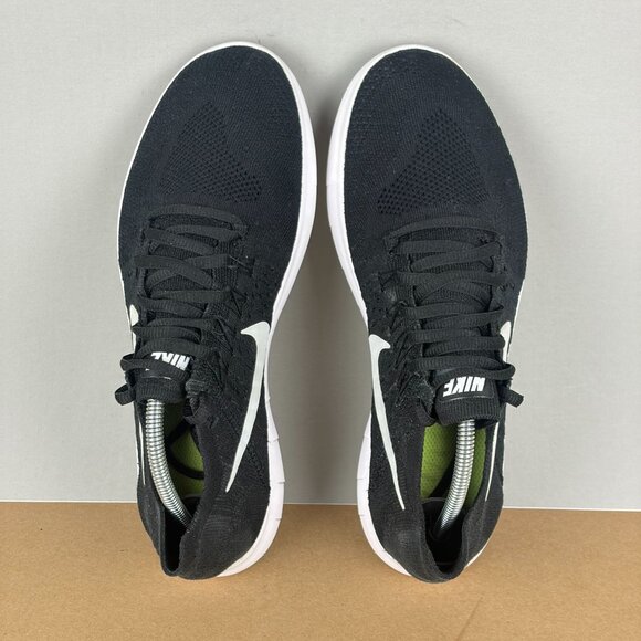 Nike Free RN Flyknit 2017 Athletic Running Shoes Womens 9 Black White Low Top - Picture 9 of 10
